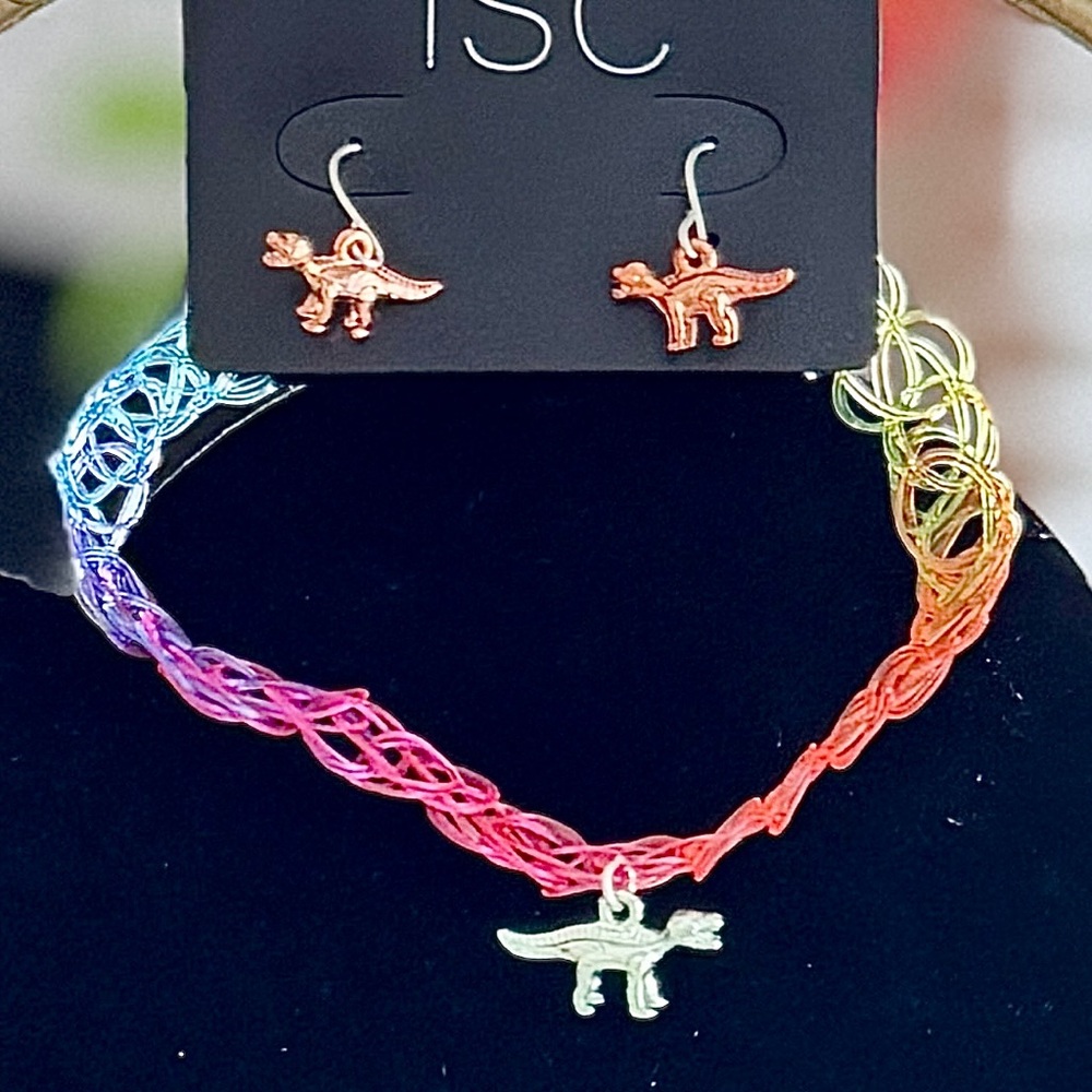 Colorful Dinosaur Jewelry Set